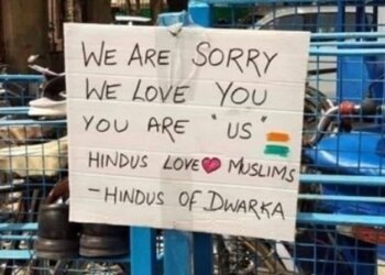 ‘Hindus Love Muslims’ Poster Pinned Outside Dwarka Mosque That Was Attacked