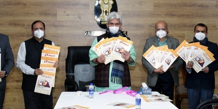 Lt Governor releases Panchayat Newsletter “Parivartan”- a first ever publication in five official languages of J&K