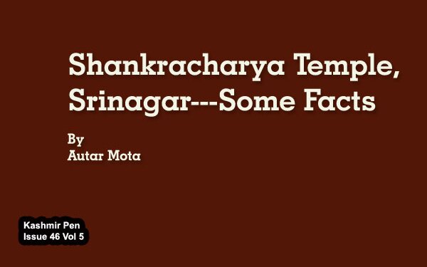 Shankracharya Temple, Srinagar—Some Facts