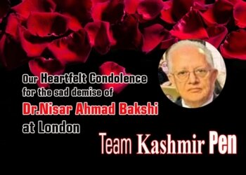 Our Heartfelt Condolence for the sad demise of Dr Nisar Ahmad Bakshi