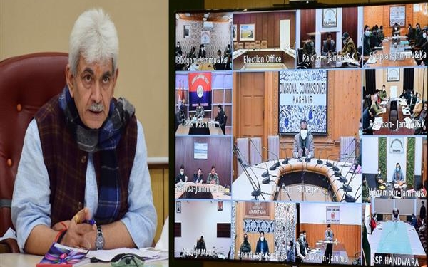 Lt Governor interacts with Div Coms, DCs, SPs; reviews election preparedness