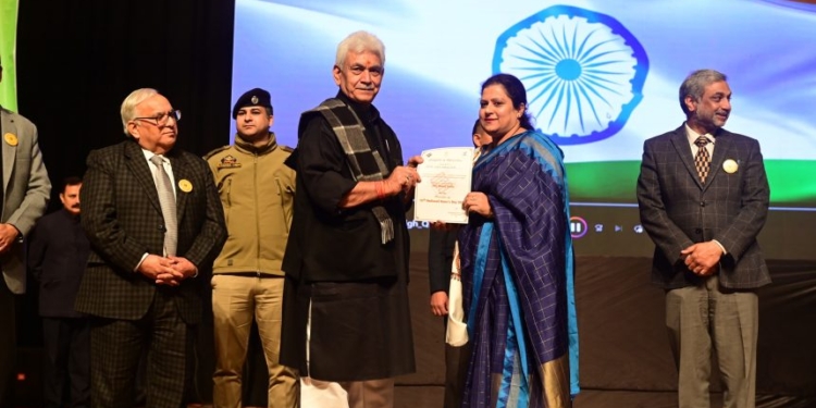 Sapna Kotwal honored by LG Sinha for contributions to electoral processes