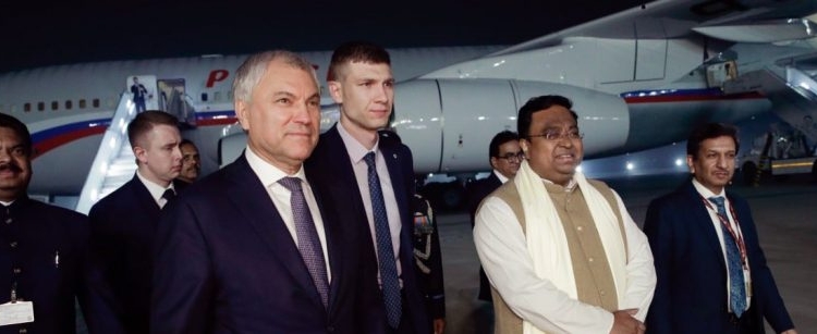 Russian lawmaker Vyacheslav Volodin arrives in India for official talks on bilateral cooperation
