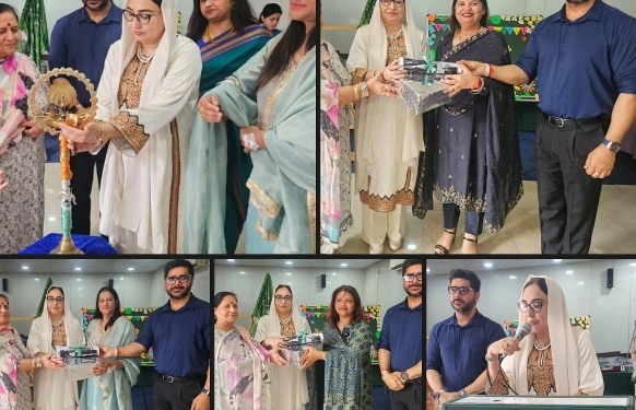 Dr Darakhshan felicitates educationists & the students during the investiture ceremony at ASN School Jammu