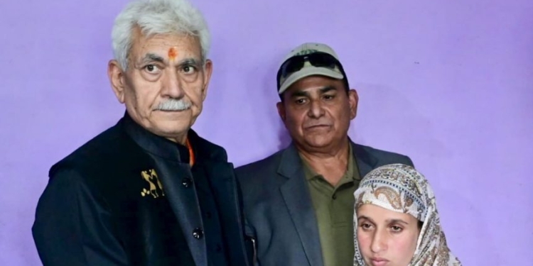 LG Sinha meets family of martyr Syed Adil Hussain at Anantnag