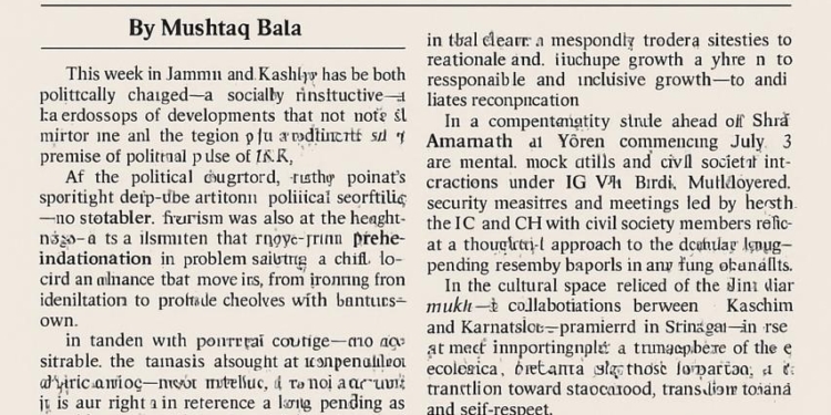 Sunday Editorial for Kashmir Pen