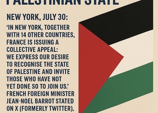 France, 14 Western Nations Urge Global Recognition of Palestinian State