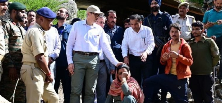CM Omar Abdullah meets flash-flood affected families in Kishtwar