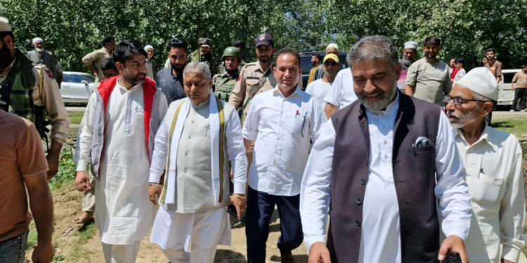 Sat Sharma, Sunil Sharma visit flood-hit areas in Pulwama, assure relief and rehabilitation