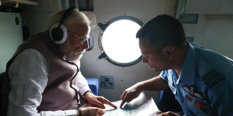 PM Modi undertakes an aerial survey in Himachal to assess flood situation