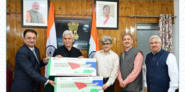 J&K Bank presents dividend cheques to UT Administration