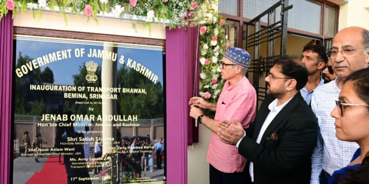 CM Omar Abdullah inaugurates Transport Bhawan at Bemina, launches new PVC Registration card