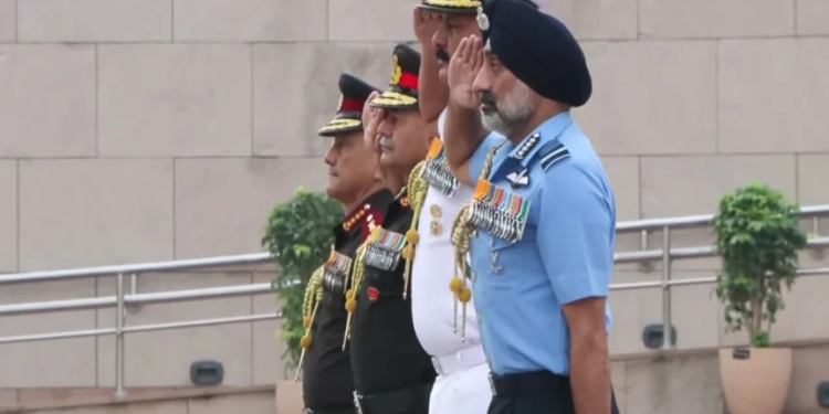 CDS, Chief of three services pay tribute at National War Memorial on Air Force Day
