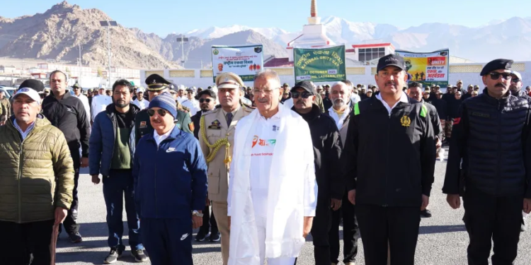 LG Ladakh Kavinder Gupta flags off Unity March on Rashtriya Ekta Diwas