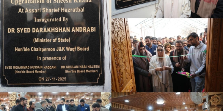 Modern Multipurpose Sheesh Khana inaugurated by Dr Andrabi at Dargah Hazratbal in Srinagar