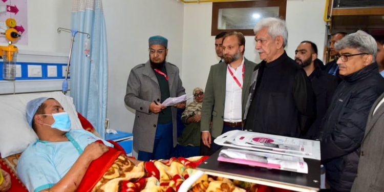 Nowgam Blast: LG Sinha visits injured at hospital