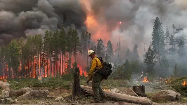 QRV Firefighters Reach Upper Nishat Forest Belt on Foot to Douse Flames