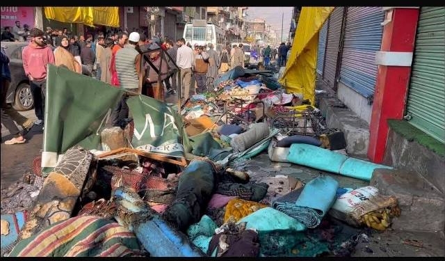 Massive Blaze Guts Around 14 Shops in Bandipora Main Market