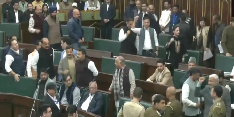 J-K Budget Session: BJP MLAs chant “unparliamentary sarkaar”, demand CM Abdullah’s apology on “shoe beating” remark