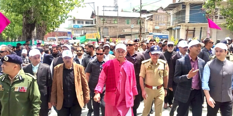 LG Sinha Leads Anti-Drug Padyatra in Budgam, Calls for United Fight Against Drug Menace
