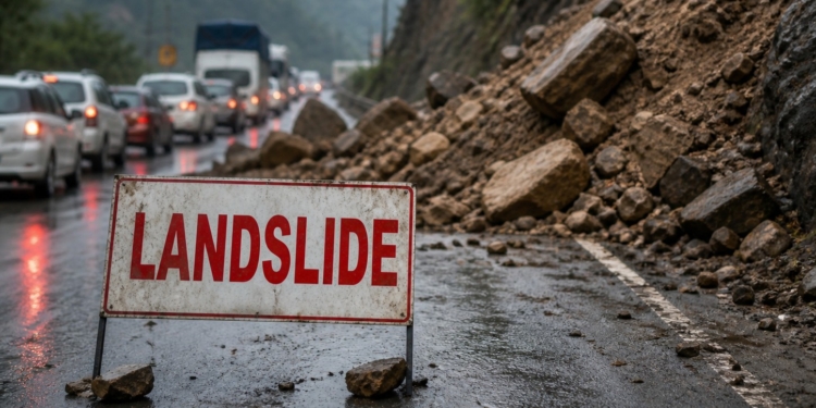 Doda–Kishtwar road blocked after landslide near Pul Doda, traffic stranded