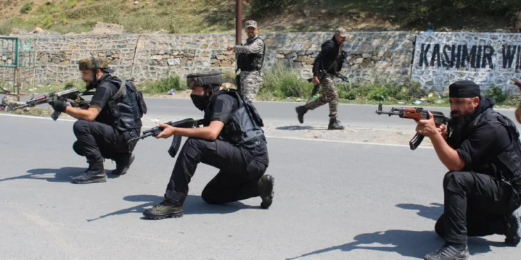 Anantnag Police conduct mock drill at Bumzoo ahead of Amarnath Yatra