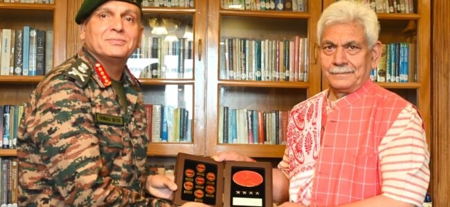 Chief of Army Staff calls on Lt Guv Manoj Sinha