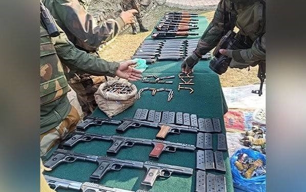 Arms, ammo seized during joint search in Kulgam orchards