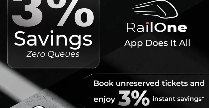 3% bonus scheme on booking tickets through RailOne app extended up to March, 2027