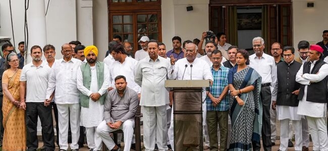 INDIA bloc boycotts LS Speaker’s tea party; Kharge, Sonia attend RS chairman’s get-together