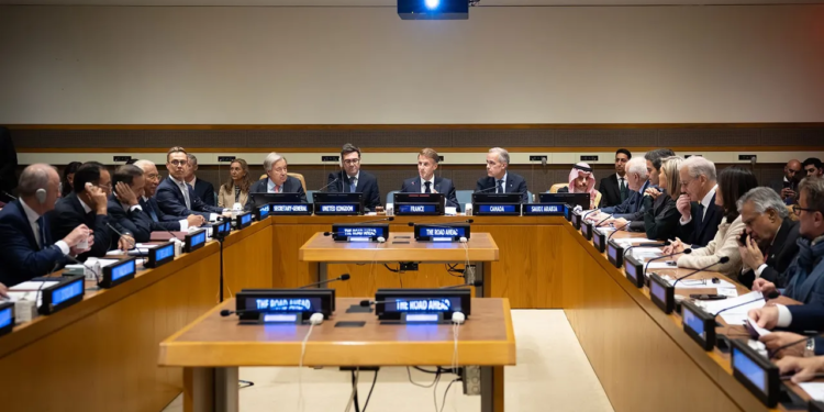 Carney, Guterres call for two-state solution at UN meeting on lasting Israel-Palestine peace