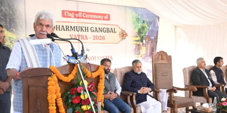LG Sinha flags off Harmukh-Gangbal Yatra, extends greetings to devotees