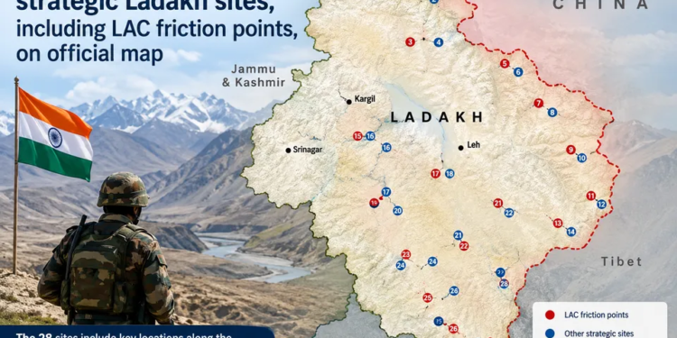 Centre formally marks 28 strategic Ladakh sites, including LAC friction points, on official map