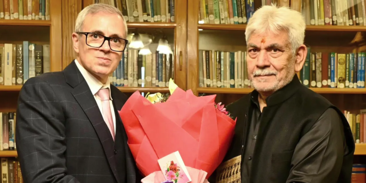 CM Omar Abdullah Calls on LG Sinha at Lok Bhavan, Srinagar